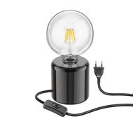 Lampe de table TIPO porcelaine ronde noir boule incl. E27 G125 filament lampe [EEK: E]