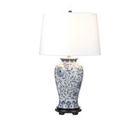 Lampe de Table Tischleuchte Porcelaine Tissu E27 65 CM Haut Blanc Bleu Salon