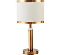 Lampe De Table Traditionnelle 15,3 Pouces De Haut Moderne Petites Lampes De Bureau De Chevet Antique Or Métal Blanc Tambour Ombre Veilleuse pour Décor Salon Chambre à Coucher Maiso, Gold