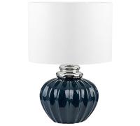 Lampe de Table Traditionnelle Abat-jour Blanc Base en Céramique Bleu Foncé Neris