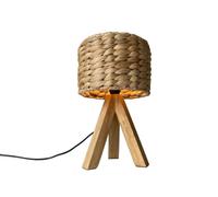 Lampe de table trépied avec panier abat-jour en jacinthe d'eau, 26 cm, petite taille