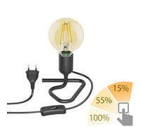Lampe de table TRIN douille de lampe noire fiche interrupteur + E27 LED lampe or [EEK: E]