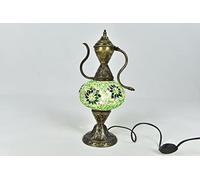 Lampe de table turque ibrik fabriquée à la main - Vert oriental - Lampe de nuit