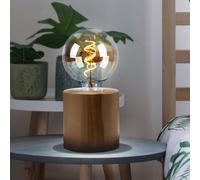 Lampe de Table Veilleuse Style Maison Campagne Optique Bois Braun Nature E27 H