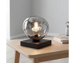 Lampe de table verre argent noir métal salon E14 17,5 cm petite soufflé à la bouche vitré verre de lave décoratif table de chevet lampe de bureau chambre