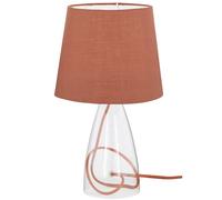 Lampe de table verre clair abat-jour en tissu marron interrupteur d'éclairage ACTION 800801510000
