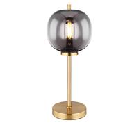 Lampe de table verre E14 Lampe de chevet chambre rétro Lampe boule verre fumé, interrupteur, métal laiton, douille E14, DxH 18,5x45 cm