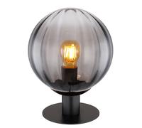 Lampe de table verre fumé lampe de chevet noir boule lampe de table, métal, 1x douille E27, DxH 23x29,5 cm