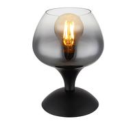 Lampe de table verre fumé lampe de chevet noir lampe de salon lampe de table, 1x E27, DxH 15 x 20,5 cm