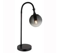 Lampe de table verre fumé Lampe de table boule lampe d'appoint noire lampe de salon, métal, 1x E27, LxH 22,5 x 57,5 cm
