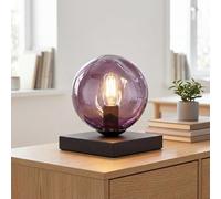 Lampe de table verre lilas noir métal salon chambre bureau E14 17,5 cm petite vitré verre de lave lumière d'ambiance lampe de bureau soufflé à la bouche
