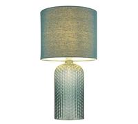 Lampe de table verre textile Lampe de chevet lampe de salon vert pâle, 1x douille E27, DxH 26,5x50 cm