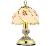 Lampe de Table Vintage en Verre de 14,57 Pouces avec Interrupteur à Bouton et Douille E26, Lampe de Bureau décorative pour Chambre, Salon, Bureau, Coin Lecture, Table d'appoint et