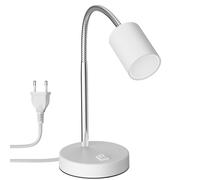 Lampe de table WAIKA avec col de cygne et interrupteur blanc mat, ampoule LED