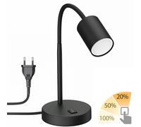 Lampe de table WAIKA col de cygne interrupteur noir mat + ampoule LED blanc