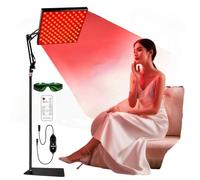 Lampe de thérapie LED pour le corps et le visage - 660 nm et 850 nm - Appareil de thérapie par lumière infrarouge proche avec support, télécommande, minuterie de 10 à 60 minutes, chauffage à 5 niveaux