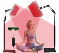 Lampe de thérapie par lumière rouge pour le corps et le visage, double longueurs d'onde de 660 nm et 850 nm, appareils de thérapie par lumière infrarouge avec luminosité réglable angle 100 LED (blanc)