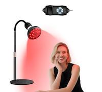 Lampe de thérapie par lumière rouge Warmforwel avec infrarouge proche de 660 nm/850 nm, 18 LED 54 W, minuteur, 5 niveaux de luminosité, base et lunettes pour la récupération musculaire du visage, du