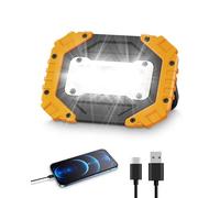 Lampe de travail LED 2500 lumens 30 W COB portable avec poignée rotative, étanche IP44, lumière de sécurité d'urgence pour extérieur, pêche, réparation, construction, sous-sol (jaune, 1 pièce)