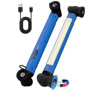 Lampe de travail LED 3000 lm, lampe de travail rechargeable sous le capot avec crochets et base magnétique rotative, lampe de mécanicien sans fil alimentée par piles pour réparation de voiture