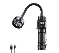 Lampe de travail LED - 5000 mAh - 1200 lumens - Zoom réglable à distance/près - Avec base magnétique et col de cygne - Lumière de mécanicien pour établi, réparation de voiture, tour - Cadeau pour (Ronde)