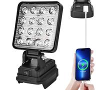 Lampe de travail LED à batterie pour Makita 18 V, 27 W lampe de chantier à LED avec chargement USB, projecteur LED portable, lampe de chantier pour réparations automobiles, urgences