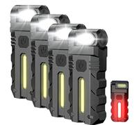 Lampe de travail LED à tête rotative à 180°, rechargeable par USB C, base magnétique, double source de lumière COB et projecteur, lampe de poche EDC portable à clipser pour réparation automobile