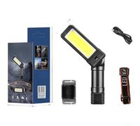 Lampe de travail LED COB avec base magnétique, rotation à 180 degrés, double source de lumière (projecteur et projecteur), rechargeable par USB-C, lumière rouge/blanche pour réparation, camping