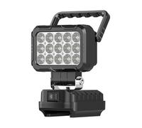 Lampe de travail LED multifonction avec port de charge USB 5 V 2,1 A et corps en aluminium durable, lampe de travail rechargeable, adaptateur de batterie, adaptateur de batterie