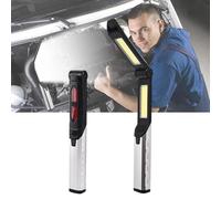 Lampe de travail - LED rechargeable - 1500 lumens - Lampe de poche portable rotative à 180° - 3 modes - Avec 3 bases magnétiques et crochets - Pour réparation de voiture, garage, atelier, camping