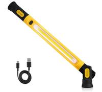 Lampe de travail LED rechargeable 3000 lumens - Batterie 5000 mAh Barre lumineuse magnétique sous le capot, 3 modes lampe de poche rotative pliable avec banque d'alimentation pour atelier de g yellow
