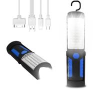 Lampe de Travail LED Rechargeable 800 Lumens - 3 Niveaux de Luminosité, Baladeuse Magnétique avec Base Pivotante 360° et Crochet 270°, Batterie 1800 mAh, Power Bank, IPX6 Étanche - Pour Atelier, Garag
