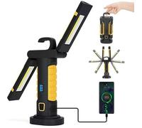 Lampe de Travail LED Rechargeable Baladeuse LED Mecanicien Lampe Travail Magnétique sans Fil avec Interrupteur Accroche USB pour M