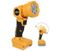 Lampe de travail LED sans fil compatible avec batterie DeWalt 20 V MAX, avec 2 niveaux de luminosité et éclairage grand angle rotatif à 140° pour atelier, camping, réparation de voiture (batterie non