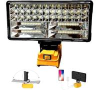 Lampe de travail LED sans fil pour batterie Dewalt 18 V, 90 W 6800 ml, large faisceau avec deux ports de charge USB, lumière LED pour urgence, atelier, garage (sans batterie)