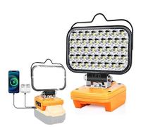 Lampe de travail LED sans fil pour batterie Dewalt 20 V, projecteur portable 80 W, éclairage compact 8000 lm avec type C et charge rapide USB pour camping, randonnée, panne de courant, atelier