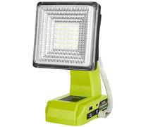 Lampe de travail LED sans fil pour batterie Ryobi 18 V, projecteur LED 25 W avec ports USB-A et USB-C 2,1 A de charge rapide pour chantier, réparation de voiture, camping, urgence