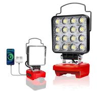 Lampe de travail LED sans fil pour Bosch Home and Garden 18 V PBA - 80 W - 8000 lm - Projecteur LED sans fil - Projecteur de chantier avec batterie de type C et charge USB (pas de batterie)