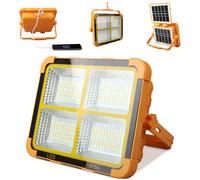 Lampe de Travail Portable Solaire 100W, Projecteur Rechargeable à 288 LEDs pour Extérieur avec Support, 4 Modes D'éclairage 12000mAh 10000LM Projecteur étanche pour Réparation, Urgence, Camping