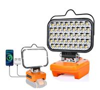 Lampe de travail pour lampe sans fil Worx V20, 84 W 8000 lm, projecteur portable sans fil avec port de charge rapide USB et de type C pour outils Worx, projecteur LED pour camping, pêche, atelier (pas