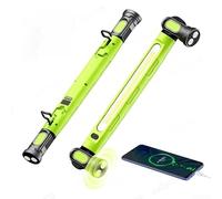 Lampe de travail rechargeable 5200/2400 lumens, lampe de camping magnétique avec modes LED COB et col rotatif pour des tâches de précision (vert)