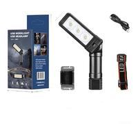 Lampe de travail rechargeable avec base magnétique, double projecteur COB et spot LED, réglable à 180 degrés pour réparation et entretien mains (BL-5303)