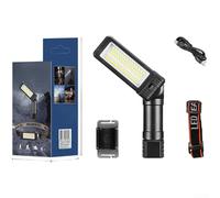 Lampe de travail rechargeable avec base magnétique, double projecteur COB et spot LED, réglable à 180 degrés pour réparation et entretien mains (BL-5308)