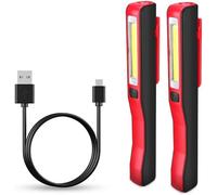 Lampe De Travail Rechargeable Baladeuse Led Mecanicien, Cob Torche Lampe Mecanicien, Lampe Atelier Pour Camping Garage D'Urgence Avec Clip Magnétique (2 Pièces)