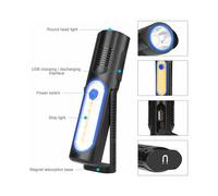 Lampe de travail rechargeable, lampe magnétique multifonctionnelle pivotante à 360 pour l'inspection sous le capot, bleue, conception durable,
