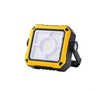 Lampe de travail rechargeable par USB COB avec double fonction interrupteur, éclairage réglable à 180 degrés, indicateur de niveau de batterie, design résistant à l'eau et port de charge (orange)