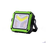 Lampe de travail rechargeable par USB COB avec double fonction interrupteur, éclairage réglable à 180 degrés, indicateur de niveau de batterie, design résistant à l'eau et port de charge (vert)