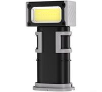 Lampe de travail réglable rechargeable avec écran LCD pour surveiller la batterie, modes stroboscopiques faibles et lumineux, tête rotative et support magnétique puissant (orange)