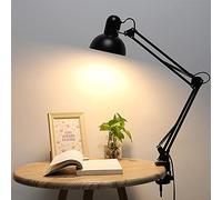 Lampe de travail rétro lampe de lecture bureau flexible table lampe de chevet lampe d'architecte à bras articulé en métal luminosité port E27 40W (noir)