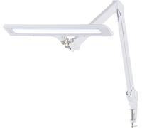 Lampe de Travail Showlite AL-6012 - Lampe de Bureau LED Dimmable pour Bureau ou Atelier - Lampe de Jour à Pince avec Rotule - Lampe de Table avec 4 Niveaux de Luminosité - Lampe Moniteur Blanche